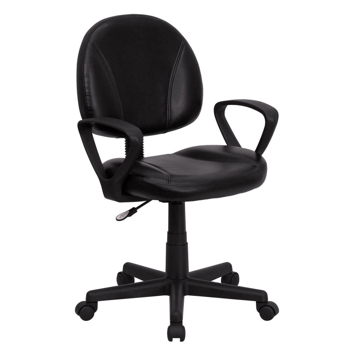 Mid-Back Black LeatherSoft Swivel Ergonomic Task Office Adjustable Chair w/ Arms