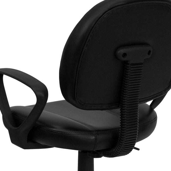 Mid-Back Black LeatherSoft Swivel Ergonomic Task Office Adjustable Chair w/ Arms