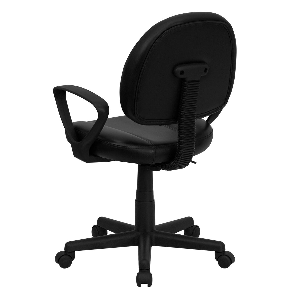 Mid-Back Black LeatherSoft Swivel Ergonomic Task Office Adjustable Chair w/ Arms