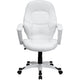 Mid-Back White LeatherSoft Tapered Back Executive Swivel Office Chair with Arms