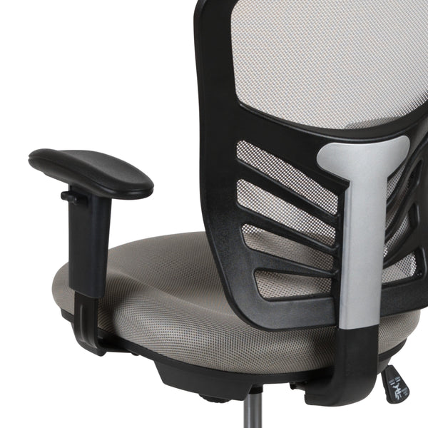 Light Gray Mesh/Black Frame |#| Mid-Back Gray Mesh Ergonomic Drafting Chair/Black Frame - Adjustable Foot Ring