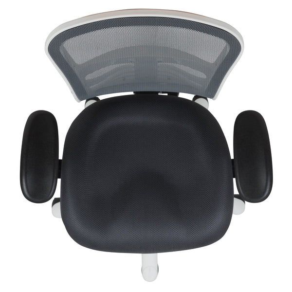 Dark Gray Mesh/White Frame |#| Mid-Back Dark Gray Mesh/White FrameMultifunction Ergonomic Office Chair w/ Arms