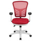 Red Mesh/White Frame |#| Mid-Back Red Mesh/White FrameMultifunction Ergonomic Office Chair with Arms