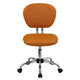 Orange |#| Mid-Back Orange Mesh Padded Swivel Task Office Chair with Chrome Base