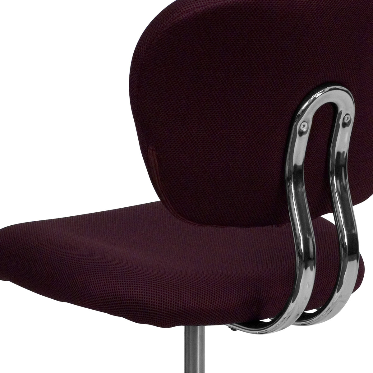 Burgundy |#| Mid-Back Burgundy Mesh Padded Swivel Task Office Chair with Chrome Base
