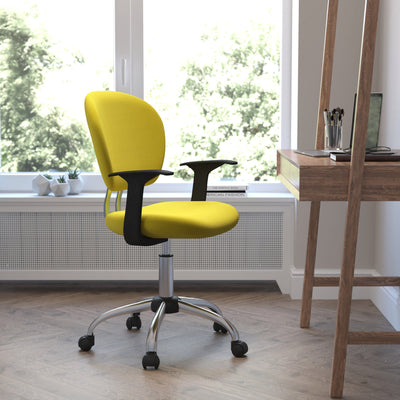 Mid-Back Mesh Padded Swivel Task Office Chair with Chrome Base and Arms - View 2