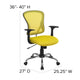 Yellow |#| Mid-Back Yellow Mesh Swivel Task Office Chair with Chrome Base and Arms