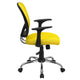 Yellow |#| Mid-Back Yellow Mesh Swivel Task Office Chair with Chrome Base and Arms