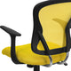 Yellow |#| Mid-Back Yellow Mesh Swivel Task Office Chair with Chrome Base and Arms