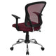 Burgundy |#| Mid-Back Burgundy Mesh Swivel Task Office Chair with Chrome Base and Arms