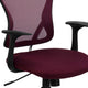 Burgundy |#| Mid-Back Burgundy Mesh Swivel Task Office Chair with Chrome Base and Arms