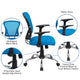 Blue |#| Mid-Back Blue Mesh Swivel Task Office Chair with Chrome Base and Arms