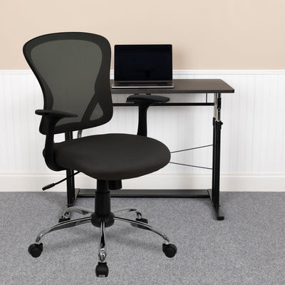 Mid-Back Mesh Swivel Task Office Chair with Chrome Base and Arms