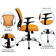 Orange |#| Mid-Back Orange Mesh Swivel Task Office Chair with Chrome Base and Arms