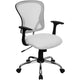 White |#| Mid-Back White Mesh Swivel Task Office Chair with Chrome Base and Arms