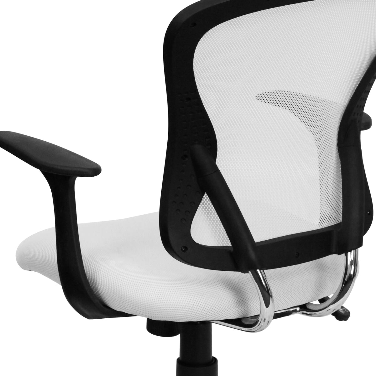 White |#| Mid-Back White Mesh Swivel Task Office Chair with Chrome Base and Arms