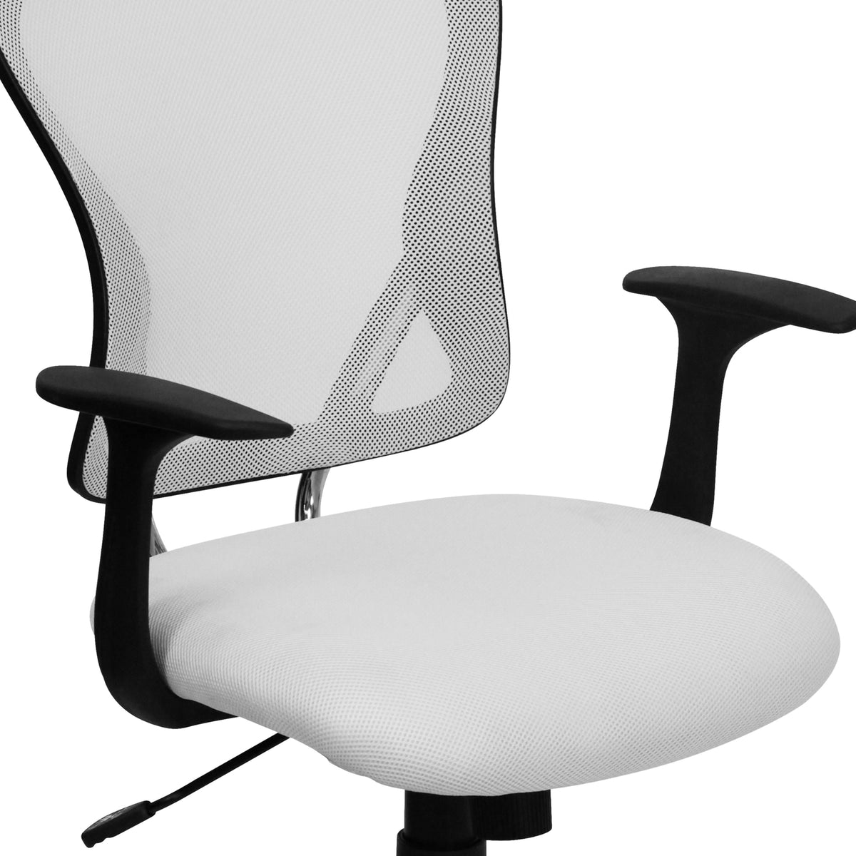 White |#| Mid-Back White Mesh Swivel Task Office Chair with Chrome Base and Arms