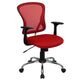 Red |#| Mid-Back Red Mesh Swivel Task Office Chair with Chrome Base and Arms