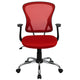 Red |#| Mid-Back Red Mesh Swivel Task Office Chair with Chrome Base and Arms