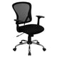 Black |#| Mid-Back Black Mesh Swivel Task Office Chair with Chrome Base and Arms