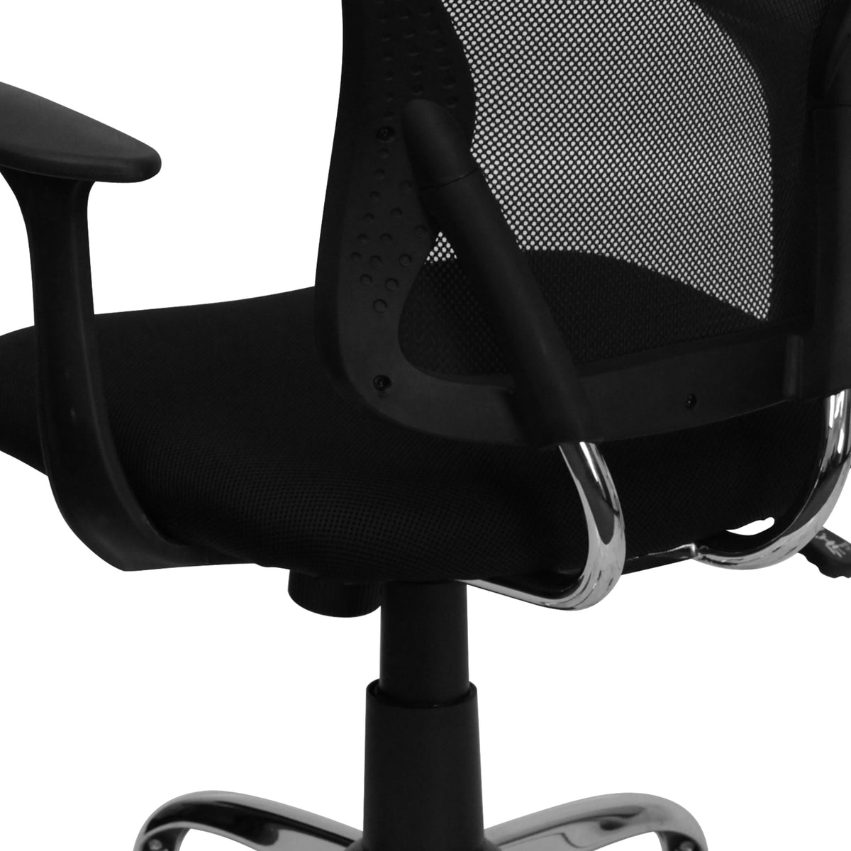 Black |#| Mid-Back Black Mesh Swivel Task Office Chair with Chrome Base and Arms