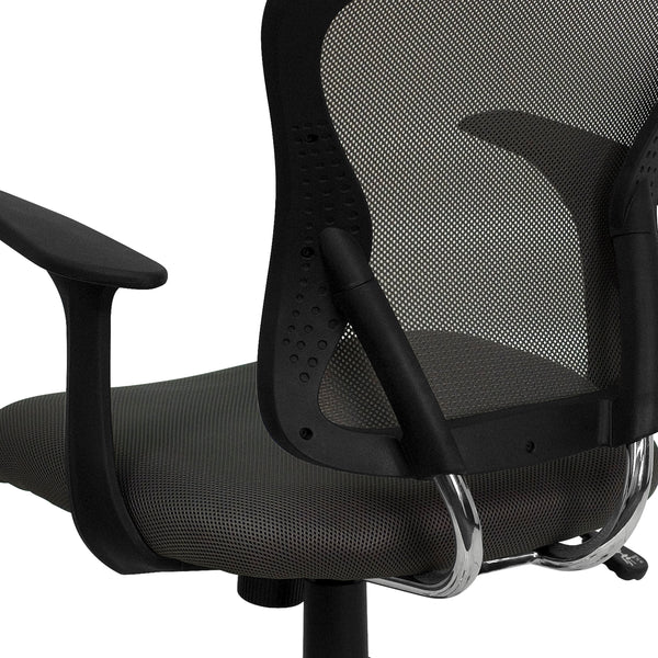 Dark Gray |#| Mid-Back Dark Gray Mesh Swivel Task Office Chair with Chrome Base and Arms