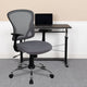 Gray |#| Mid-Back Gray Mesh Swivel Task Office Chair with Chrome Base and Arms