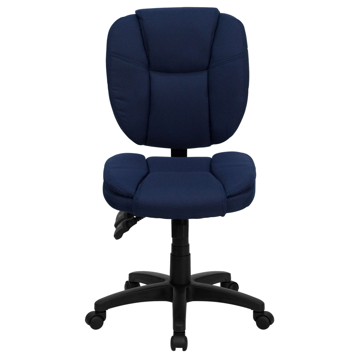 Navy Blue Fabric |#| Mid-Back Navy Blue Fabric Multifunction Office Chair with Pillow Top Cushioning