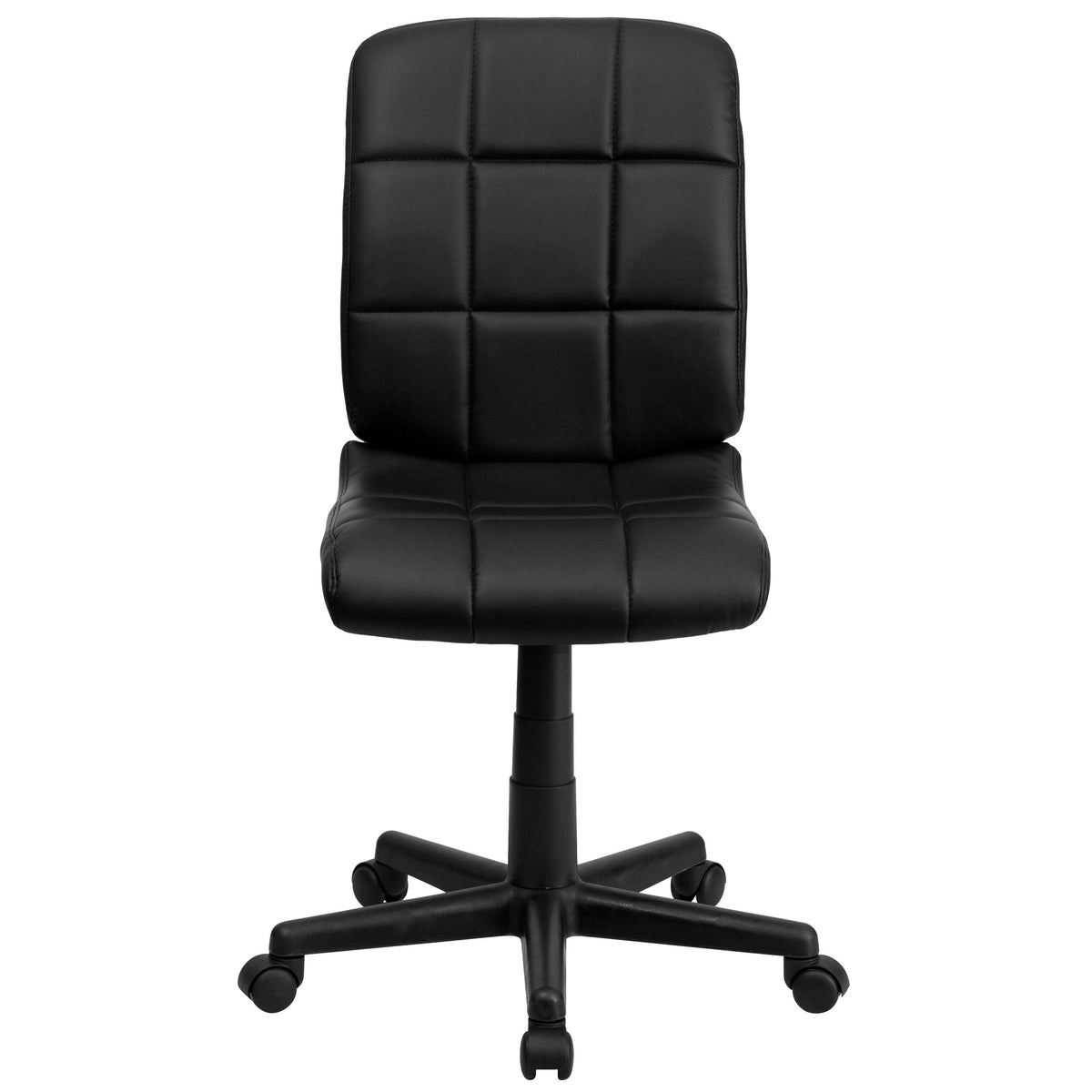 Black |#| Mid-Back Black Quilted Vinyl Swivel Task Office Chair - Home Office Chair