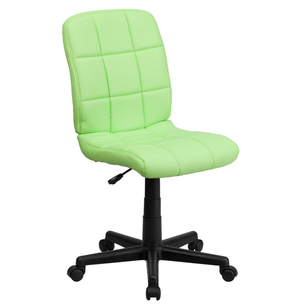 Green |#| Mid-Back Green Quilted Vinyl Swivel Task Office Chair - Home Office Chair