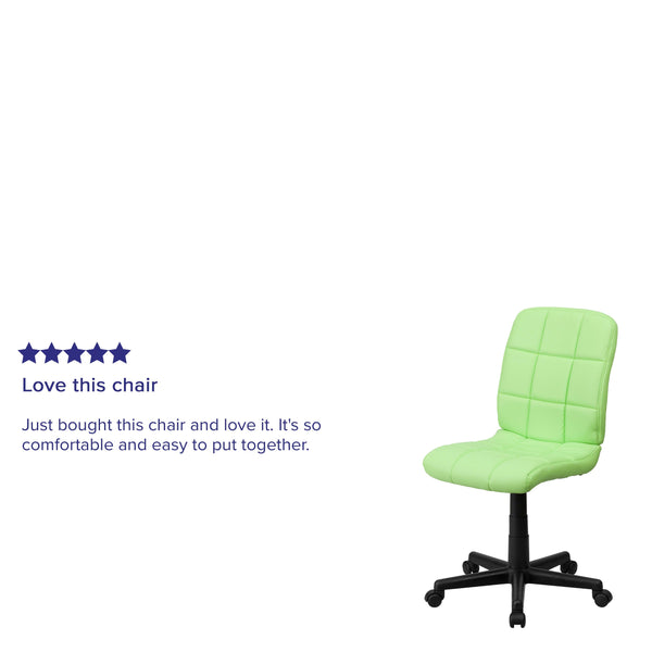 Green |#| Mid-Back Green Quilted Vinyl Swivel Task Office Chair - Home Office Chair