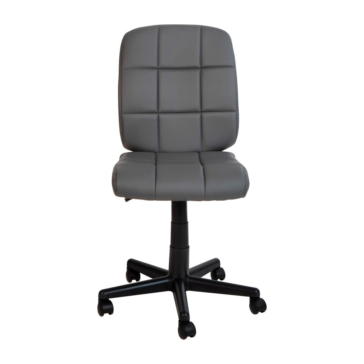 Gray |#| Mid-Back Gray Quilted Vinyl Swivel Task Office Chair - Home Office Chair