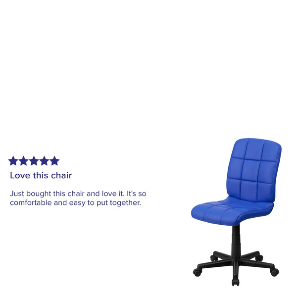 Blue |#| Mid-Back Blue Quilted Vinyl Swivel Task Office Chair - Home Office Chair