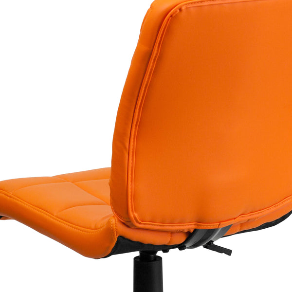 Orange |#| Mid-Back Orange Quilted Vinyl Swivel Task Office Chair - Home Office Chair