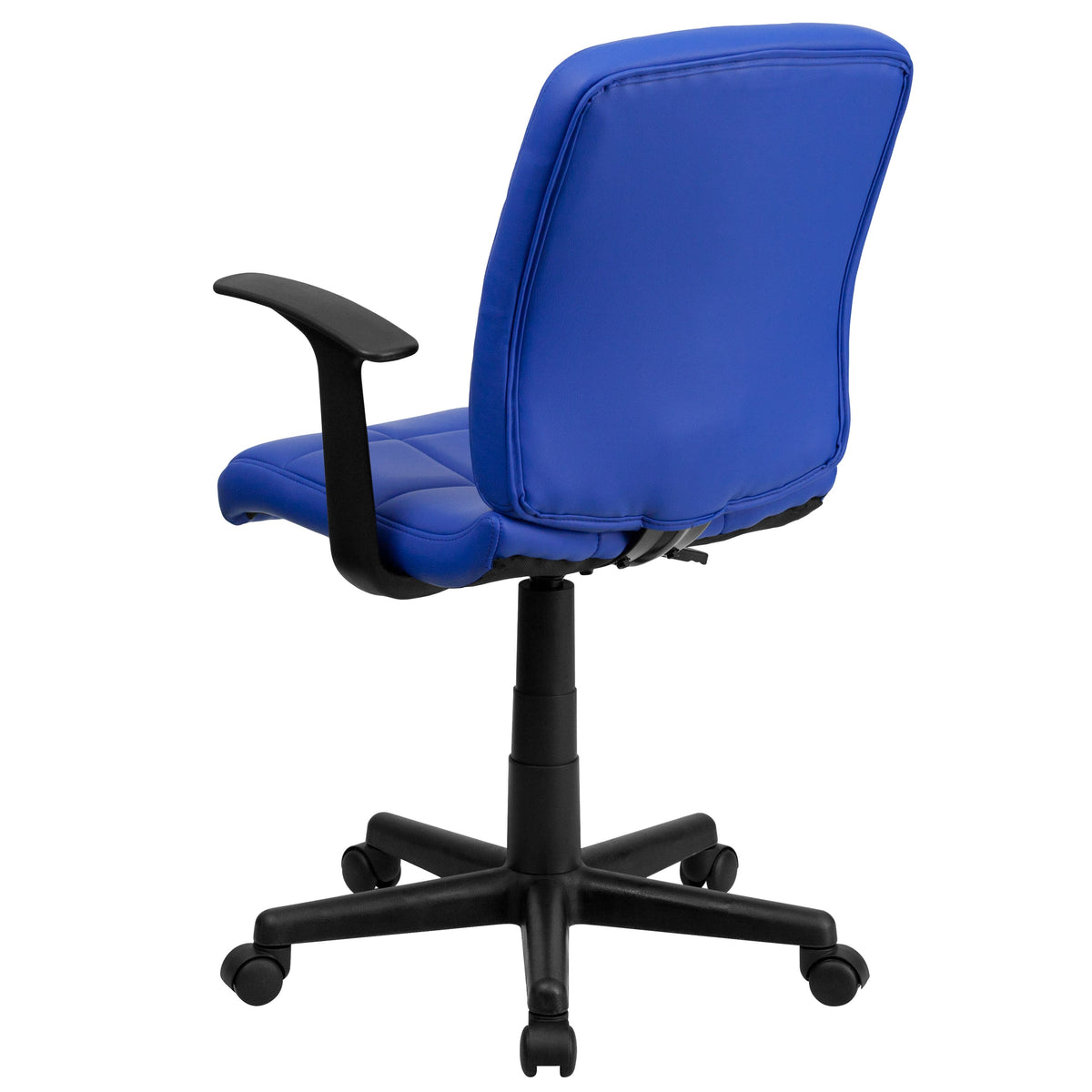 Blue |#| Mid-Back Blue Quilted Vinyl Swivel Task Office Chair with Arms - Home Office