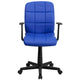 Blue |#| Mid-Back Blue Quilted Vinyl Swivel Task Office Chair with Arms - Home Office