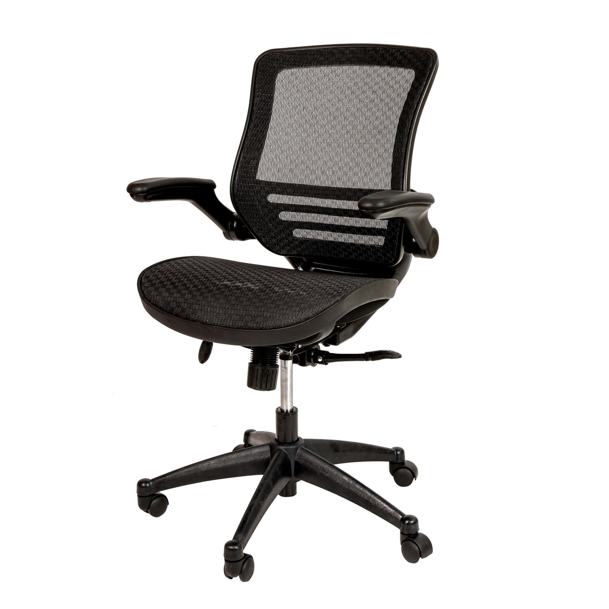 Black Mesh/Black Frame |#| Black Mid-Back Mesh Executive Office Chair with Black Frame and Flip-Up Arms