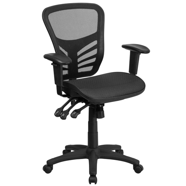 Mid-Back Black Mesh Multifunction Ergonomic Office Chair with Adjustable Arms