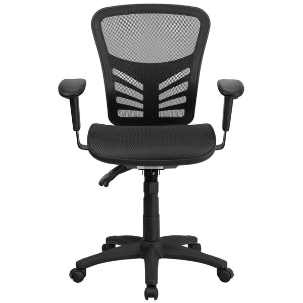 Mid-Back Black Mesh Multifunction Ergonomic Office Chair with Adjustable Arms