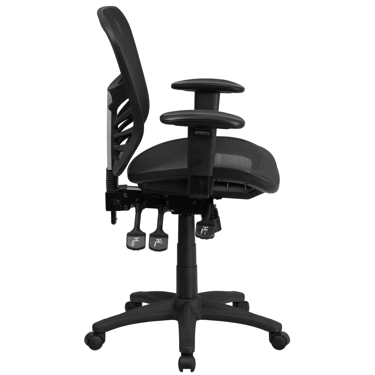 Mid-Back Black Mesh Multifunction Ergonomic Office Chair with Adjustable Arms