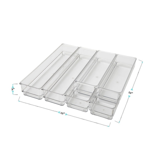 Set of 6 Plastic Stacking Office Desk Drawer Organizers
