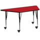 Red |#| Mobile 22.5inchW x 45inchL Trapezoid Red HP Laminate Adjustable Leg Activity Table