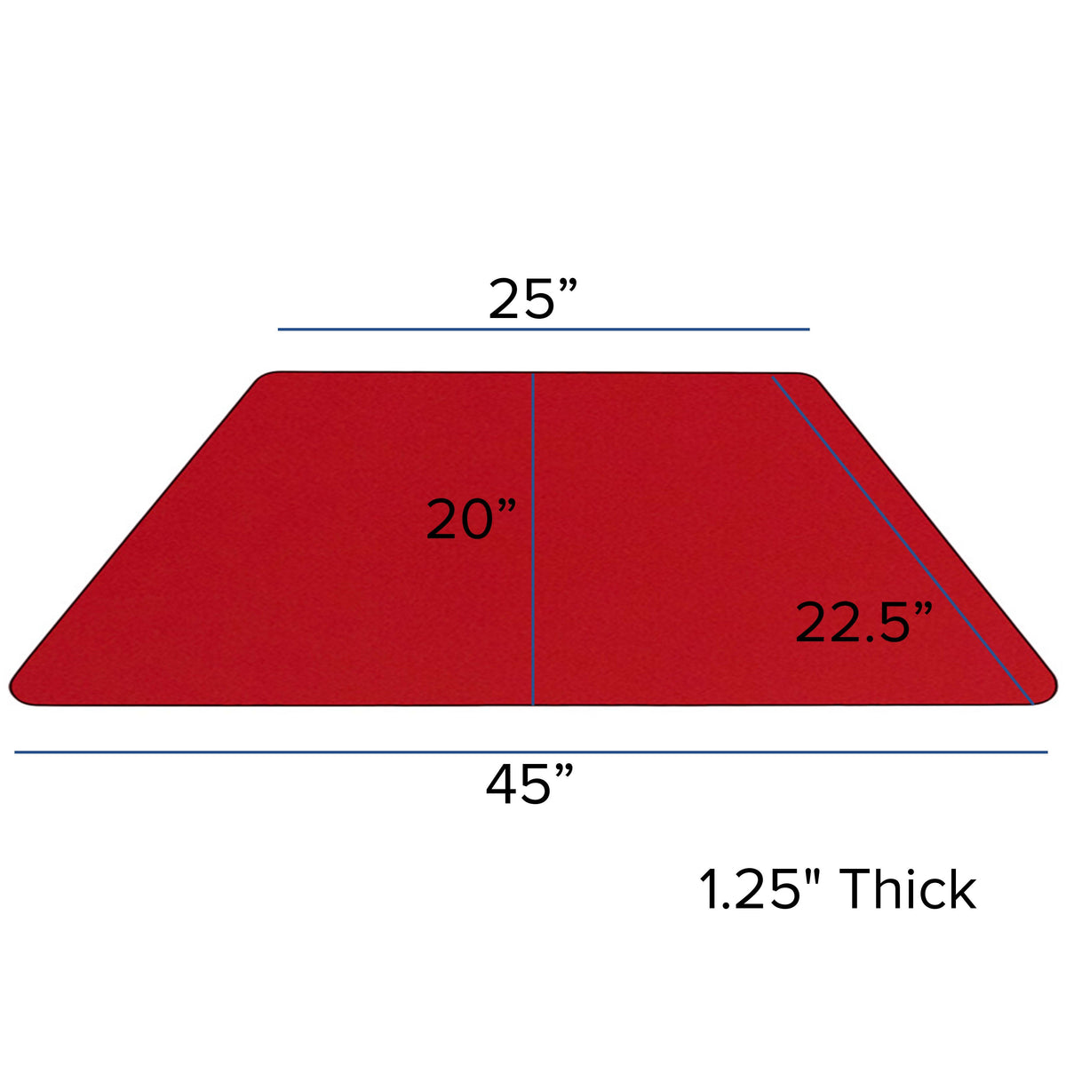 Red |#| Mobile 22.5inchW x 45inchL Trapezoid Red HP Laminate Adjustable Leg Activity Table