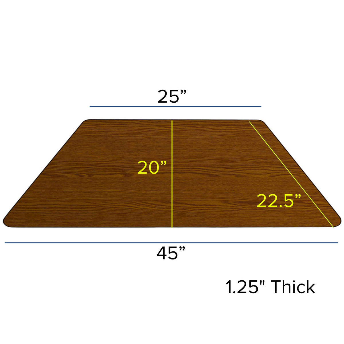 Oak |#| Mobile 22.5inchW x 45inchL Trapezoid Oak HP Laminate Adjustable Leg Activity Table