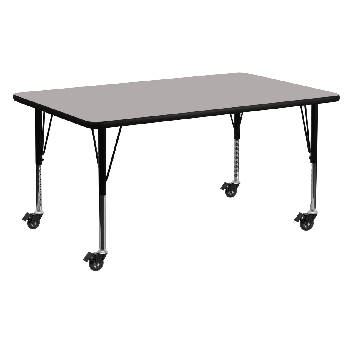 Gray |#| Mobile 24inchW x 60inchL Rectangular Grey HP Laminate Adjustable Leg Activity Table