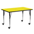 Mobile 24''W x 60''L Rectangular HP Laminate Activity Table - Standard Height Adjustable Legs