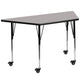 Gray |#| Mobile 29inchW x 57inchL Trapezoid Grey HP Laminate Adjustable Activity Table