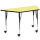 Yellow |#| Mobile 29inchW x 57inchL Trapezoid Yellow Laminate Adjustable Activity Table