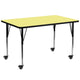 Yellow |#| Mobile 30inchW x 72inchL Rectangular Yellow Thermal Laminate Adjustable Activity Table