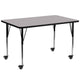 Gray |#| Mobile 30inchW x 72inchL Rectangular Grey Thermal Laminate Adjustable Activity Table